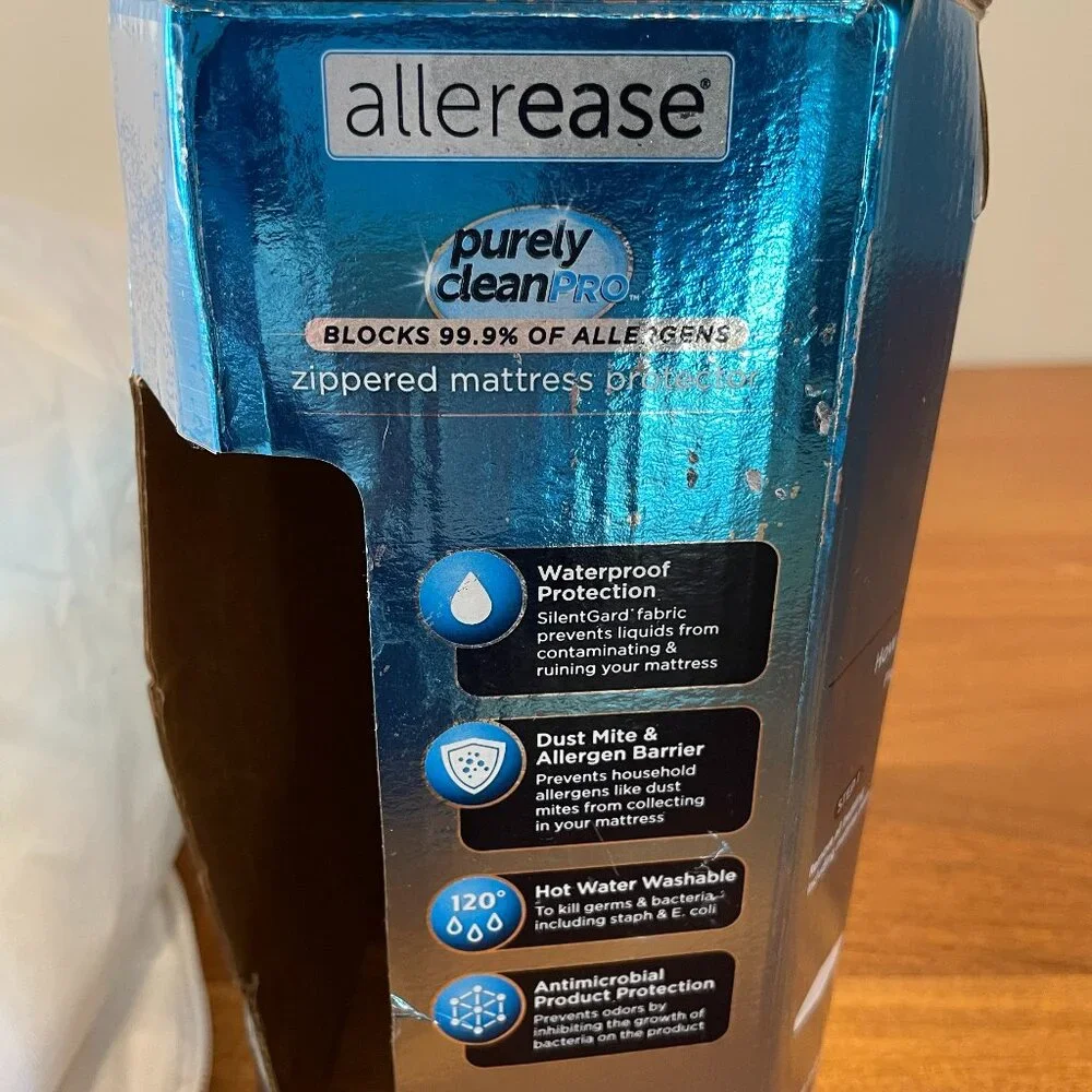 NEW AllerEase Waterproof FULL Polyester Zip Allergy Mattress Protector, Warranty